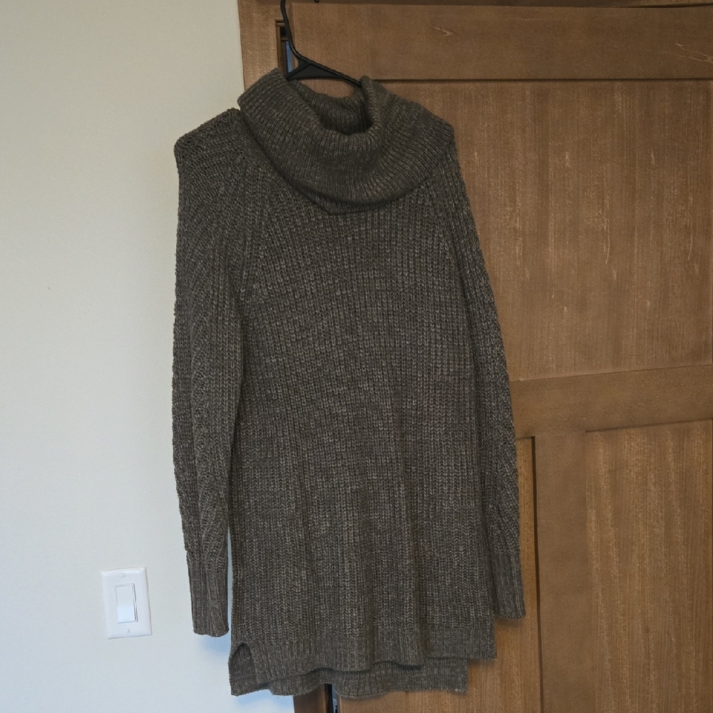 Turtleneck Knit Sweater Dress in Olive green